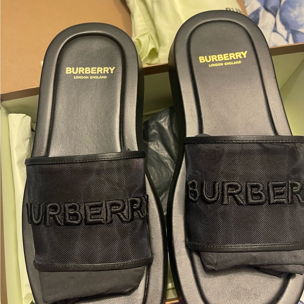 Burberry Black Slide Sandals